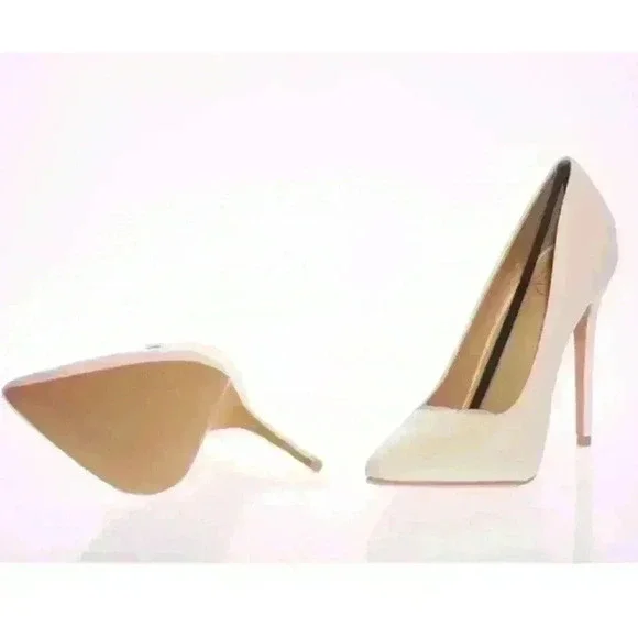 Women's Missguided Pu White Faux Leather Pointed Pumps Heels US 8 (Runs small) - Picture 4 of 6